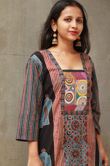Banjari | Ajrakh Kurta | Madder With Embroidery