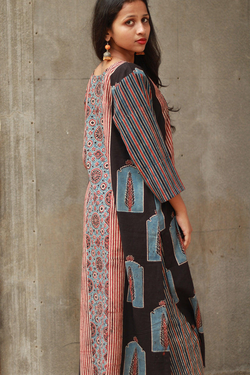 Banjari | Ajrakh Kurta | Madder With Embroidery