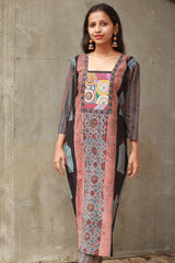 Banjari | Ajrakh Kurta | Madder With Embroidery