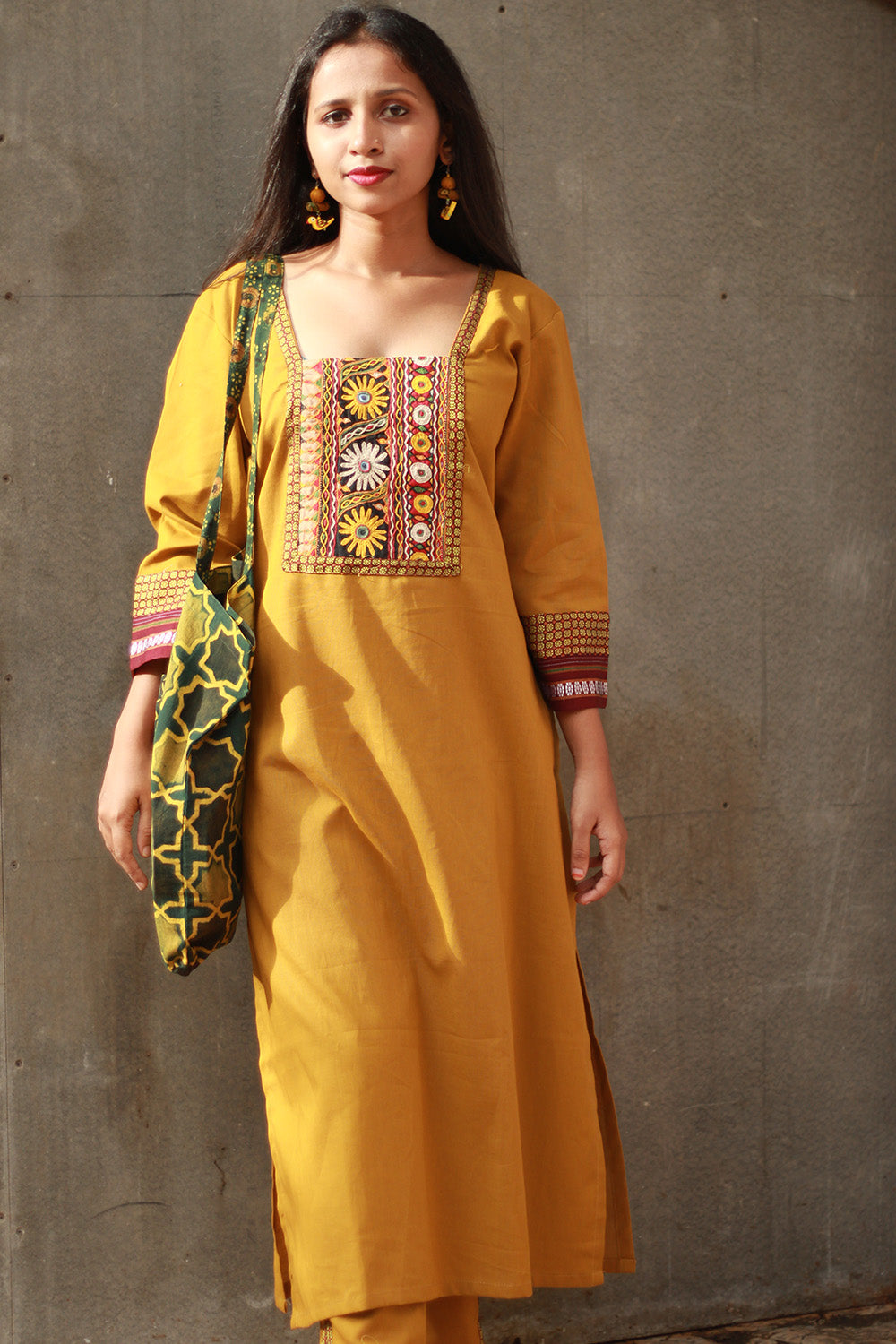 Banjari | Cotton Kurta | Yellow With Embroidery