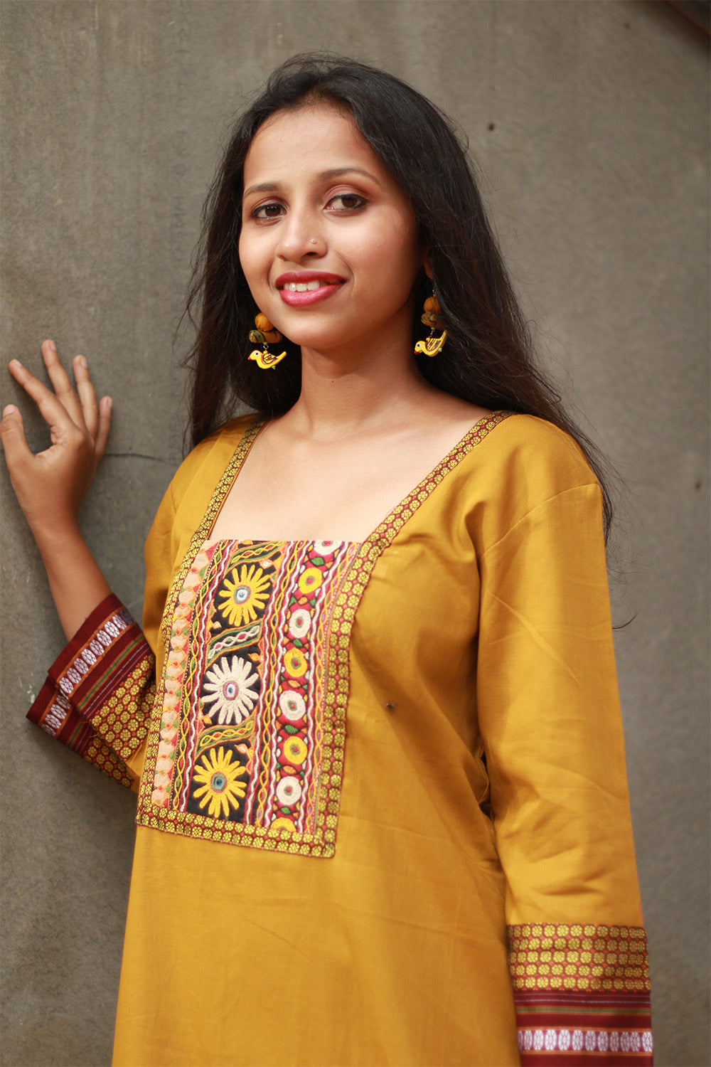 Banjari | Cotton Kurta | Yellow With Embroidery