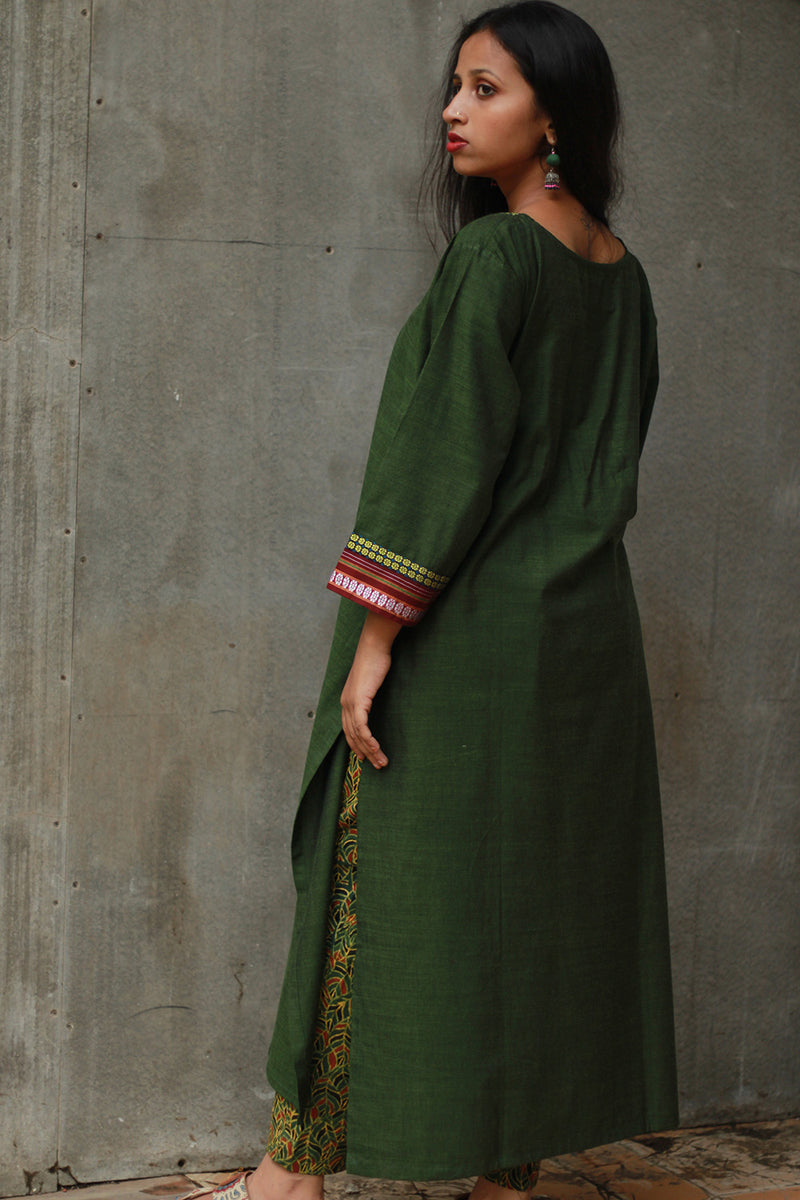 Banjari | Cotton Kurta | Green With Embroidery