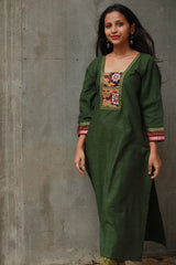 Banjari | Cotton Kurta | Green With Embroidery