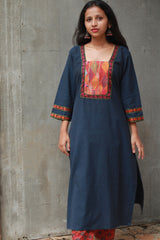 Banjari | Cotton Kurta | Blue With Embroidery