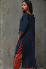 Banjari | Cotton Kurta | Blue With Embroidery