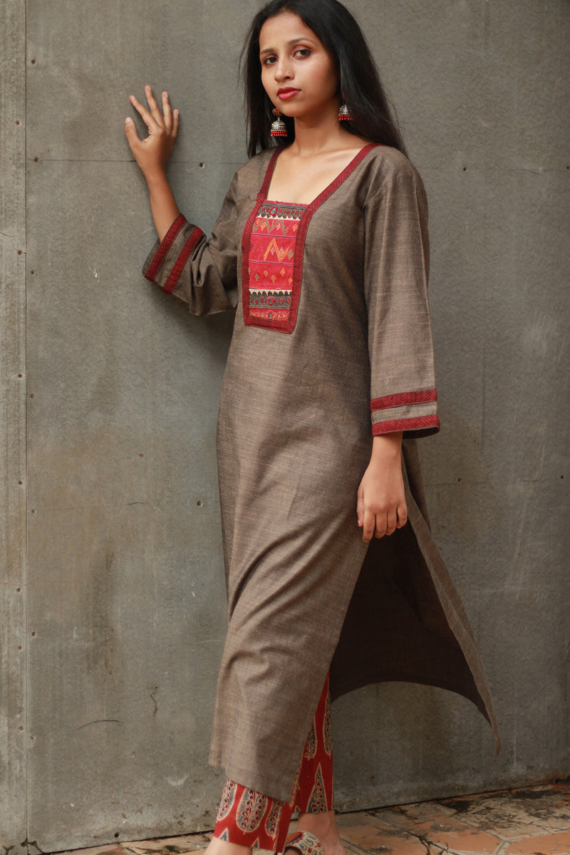 Banjari | Cotton Kurta | Sienna With Embroidery
