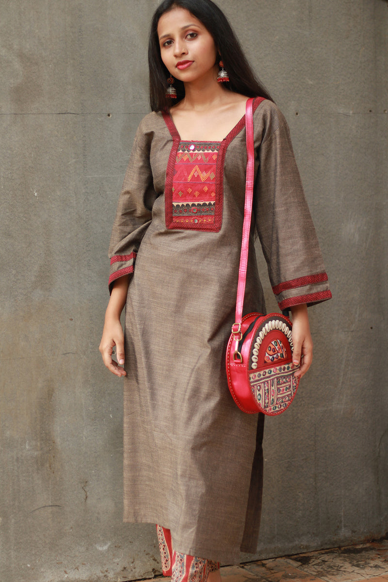 Banjari | Cotton Kurta | Sienna With Embroidery