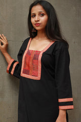 Banjari | Cotton Kurta | Noir With Embroidery
