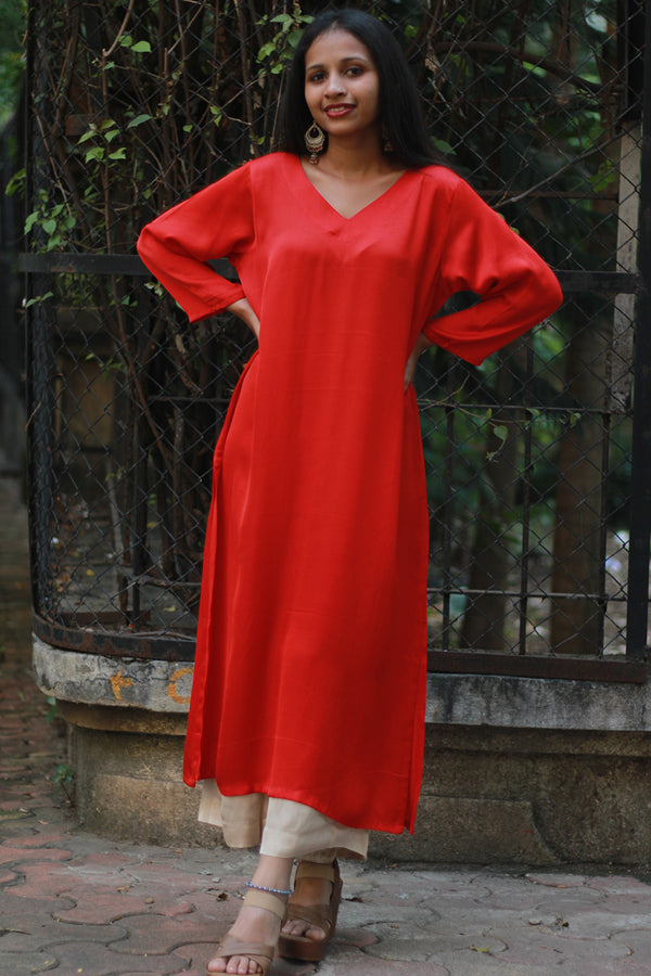 Sahaj | Modal Silk Kurta | Rouge