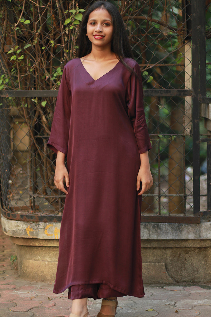 Sahaj | Modal Silk Kurta | Wine