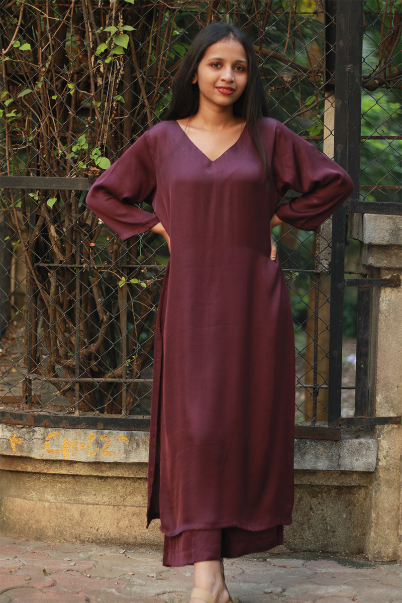 Sahaj | Modal Silk Kurta | Wine