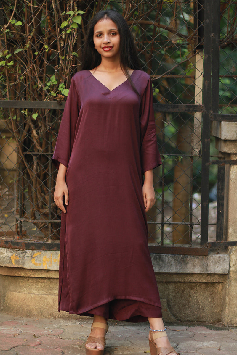 Sahaj | Modal Silk Kurta | Wine