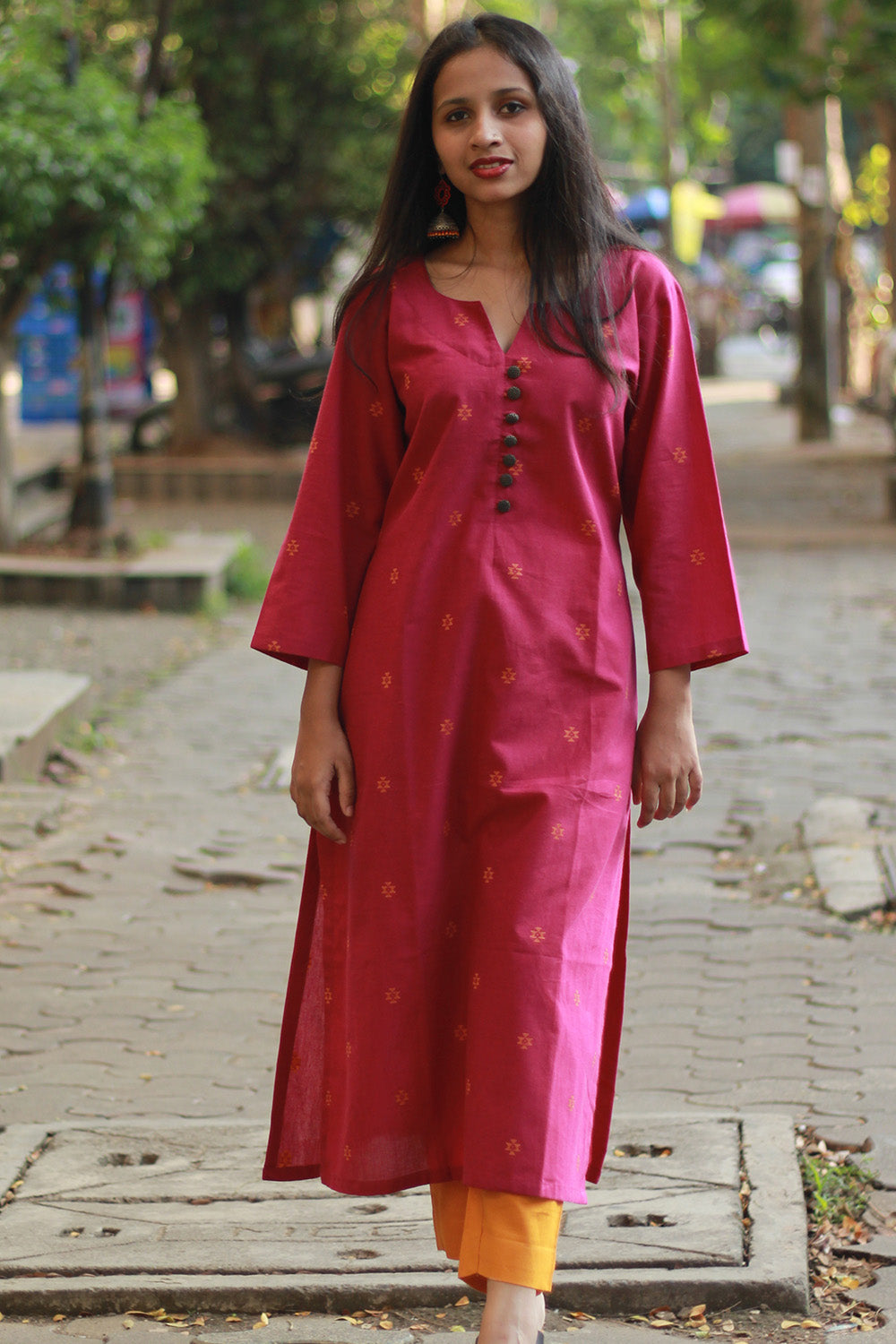 Nitya | Long Kurta | Fuschia