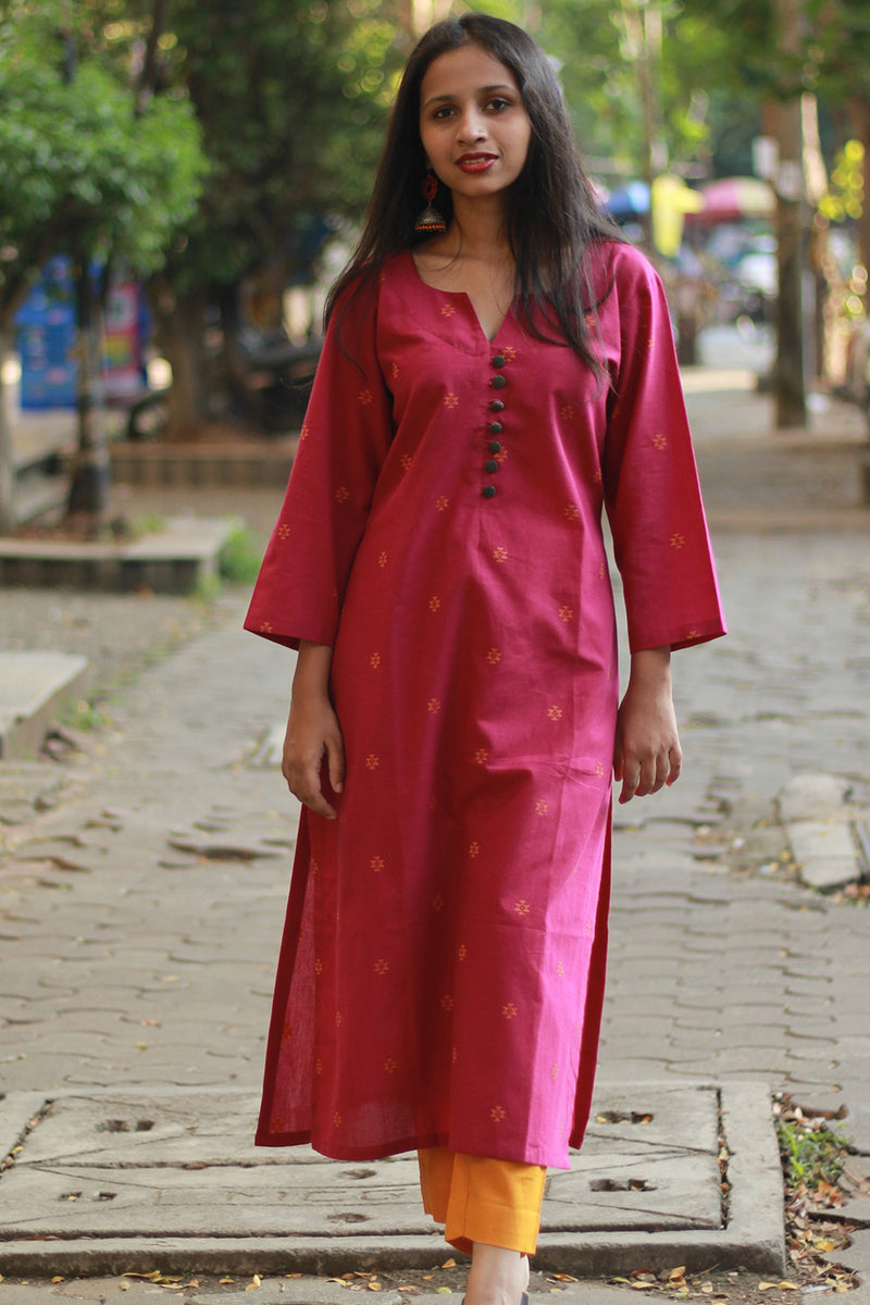 Nitya | Long Kurta | Fuschia