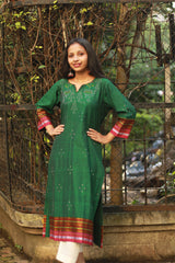 Daana | Tangaliya Kurta | Green with Multicolour Khunn