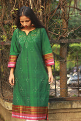 Daana | Tangaliya Kurta | Green with Multicolour Khunn