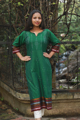 Daana | Tangaliya Kurta | Green with Multicolour Khunn
