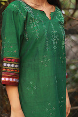 Daana | Tangaliya Kurta | Green with Multicolour Khunn