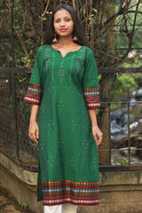Daana | Tangaliya Kurta | Green with Multicolour Khunn
