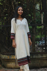 Daana | Tangaliya Kurta | Ivory with Multicolour Khunn