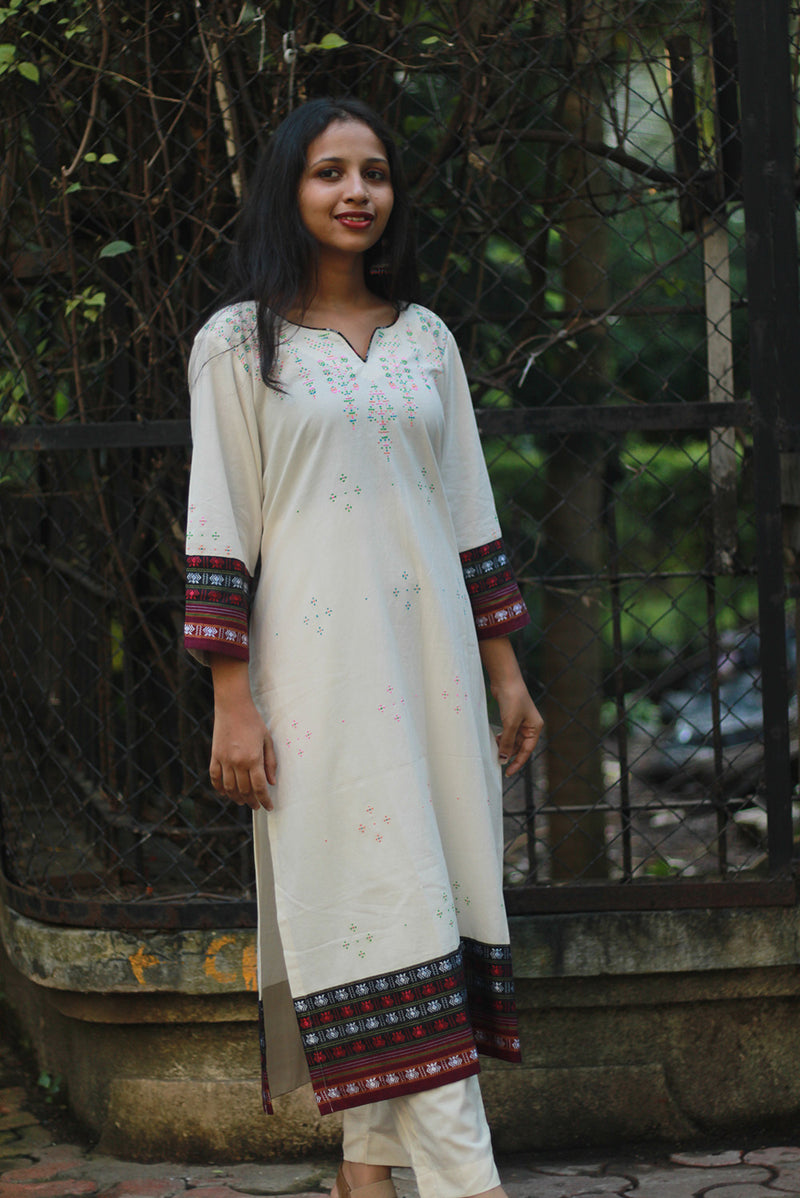 Daana | Tangaliya Kurta | Ivory with Multicolour Khunn
