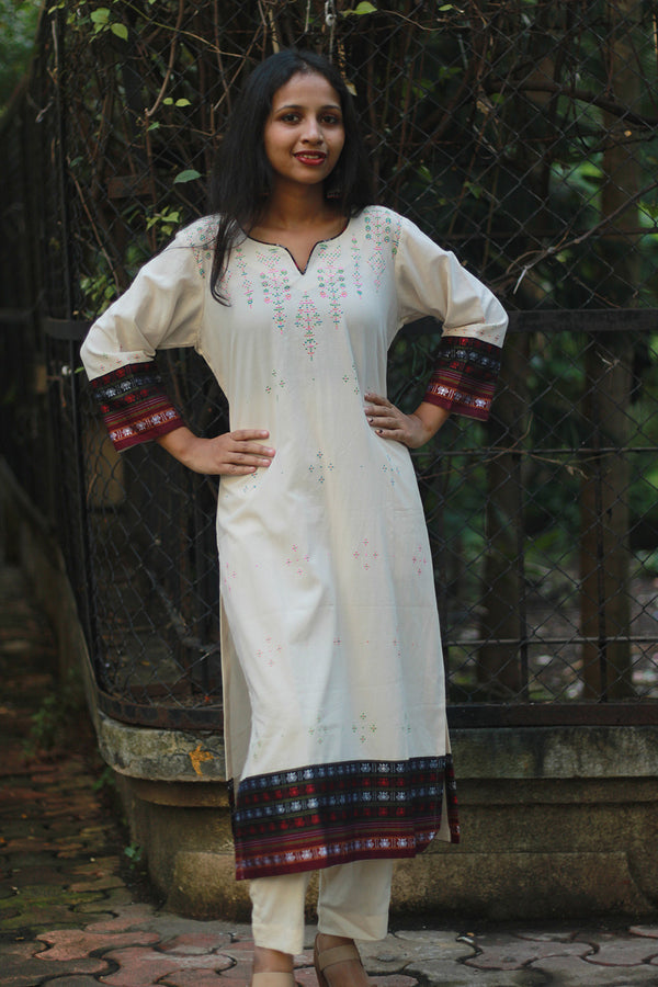 Daana | Tangaliya Kurta | Ivory with Multicolour Khunn