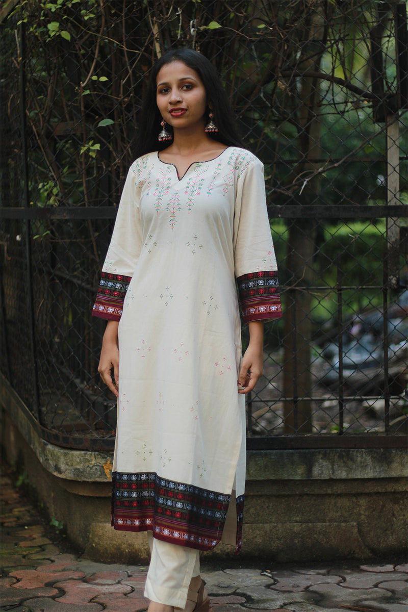 Daana | Tangaliya Kurta | Ivory with Multicolour Khunn