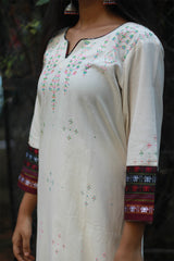 Daana | Tangaliya Kurta | Ivory with Multicolour Khunn
