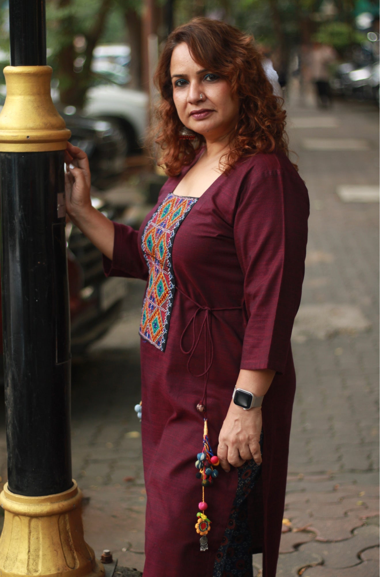 Taam Jhaam | Kurta with Tassels | Wine