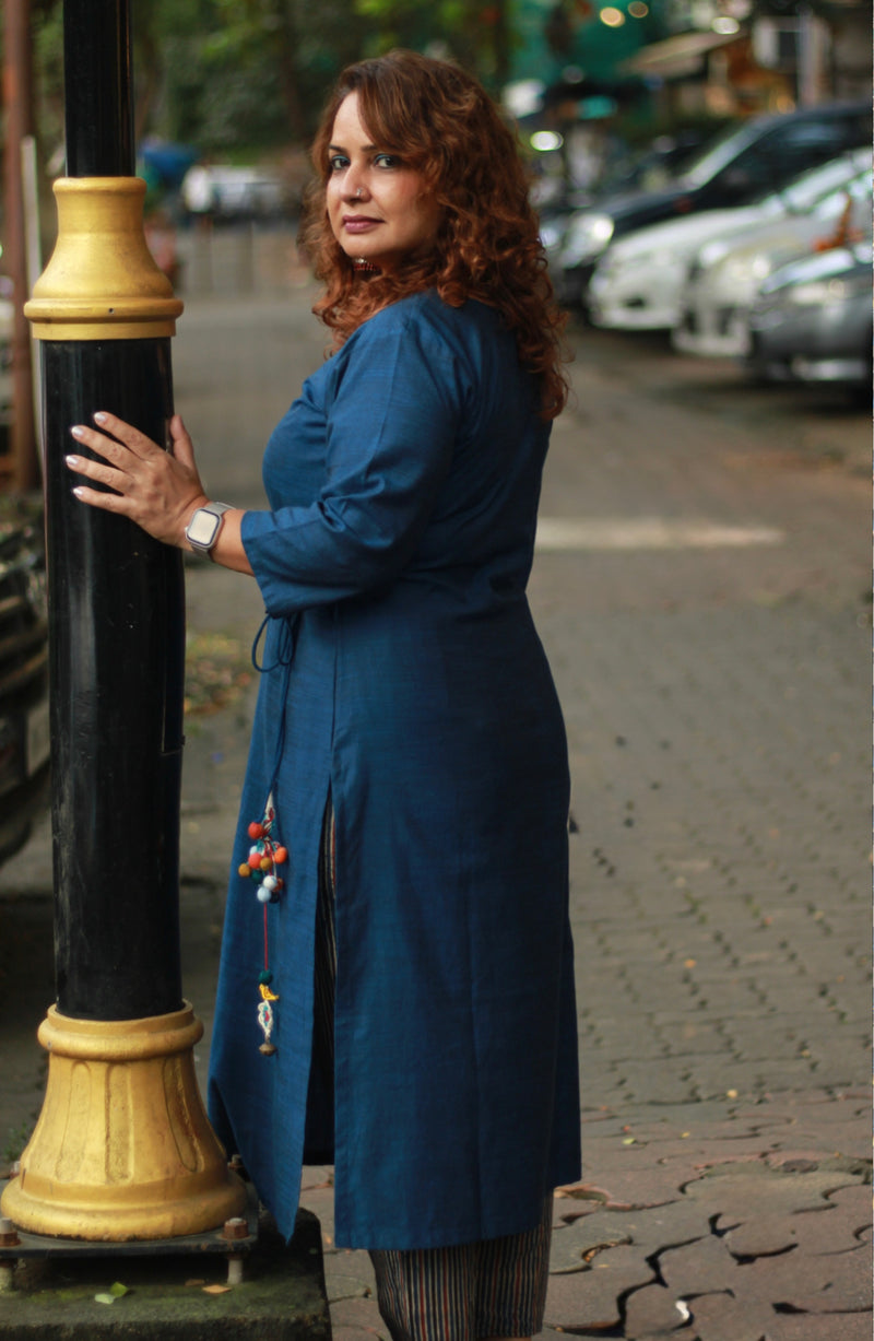Taam Jhaam | Kurta with Tassels | Blue