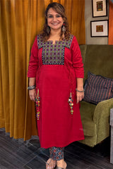 Taam Jhaam | Kurta with Tassels | Crimson