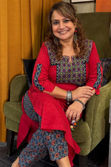 Taam Jhaam | Kurta with Tassels | Crimson