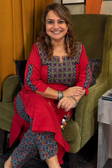 Taam Jhaam | Kurta with Tassels | Crimson
