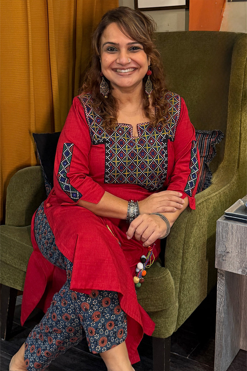 Taam Jhaam | Kurta with Tassels | Crimson