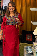 Taam Jhaam | Kurta with Tassels | Crimson