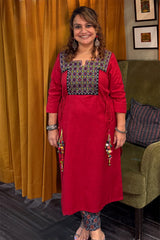 Taam Jhaam | Kurta with Tassels | Crimson