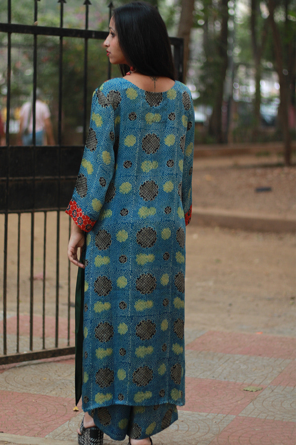 Sahaj | Modal Silk Kurta | Sea Green Ajrakh