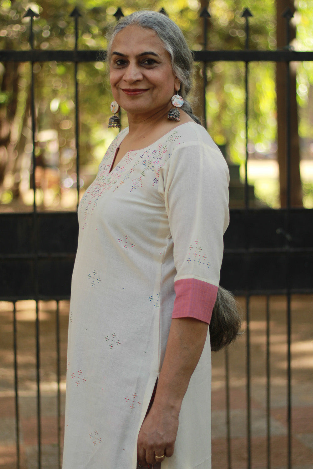 Daana | Tangaliya Kurta | Ivory with Peach