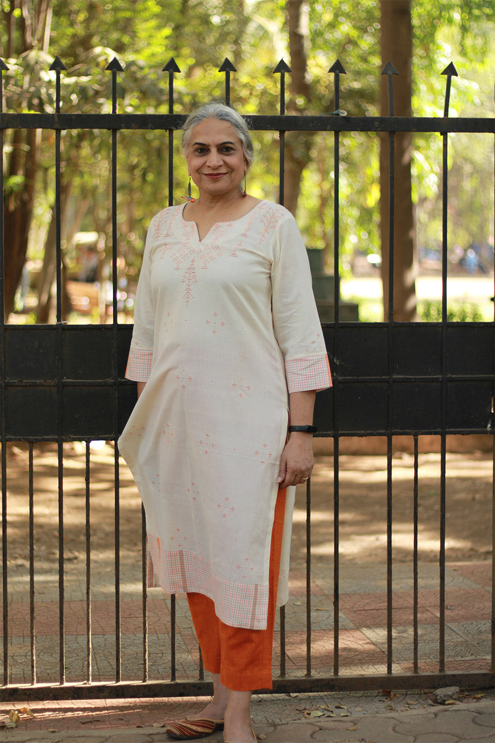 Daana | Tangaliya Kurta | Ivory with Checks