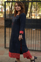 Daana | Tangaliya Kurta | Blue with Rouge Checks