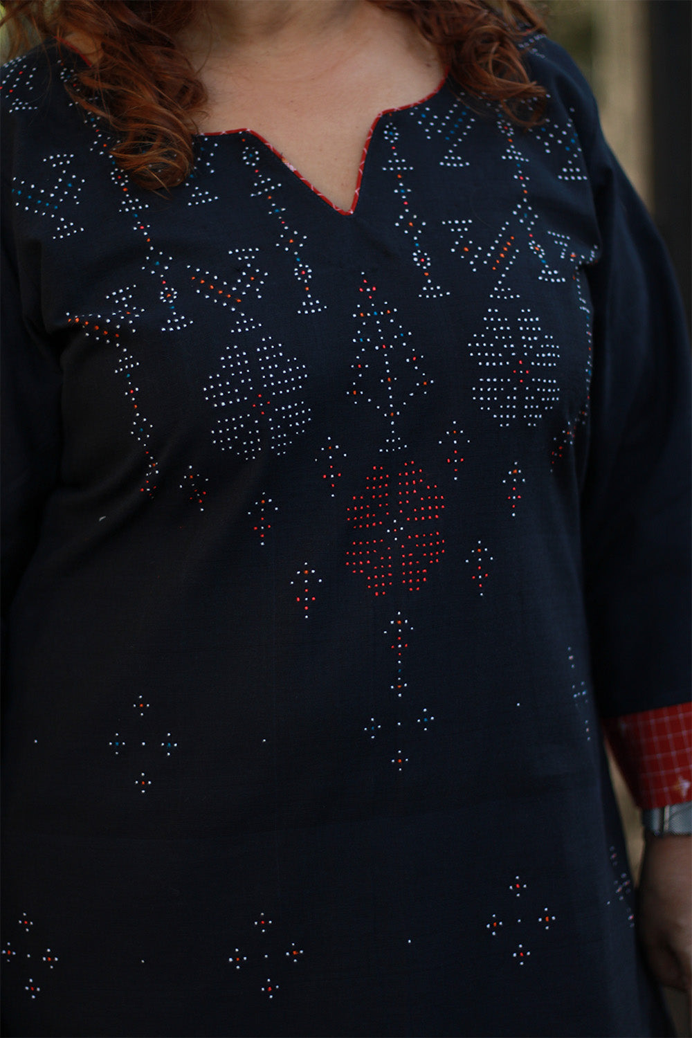 Daana | Tangaliya Kurta | Blue with Rouge Checks