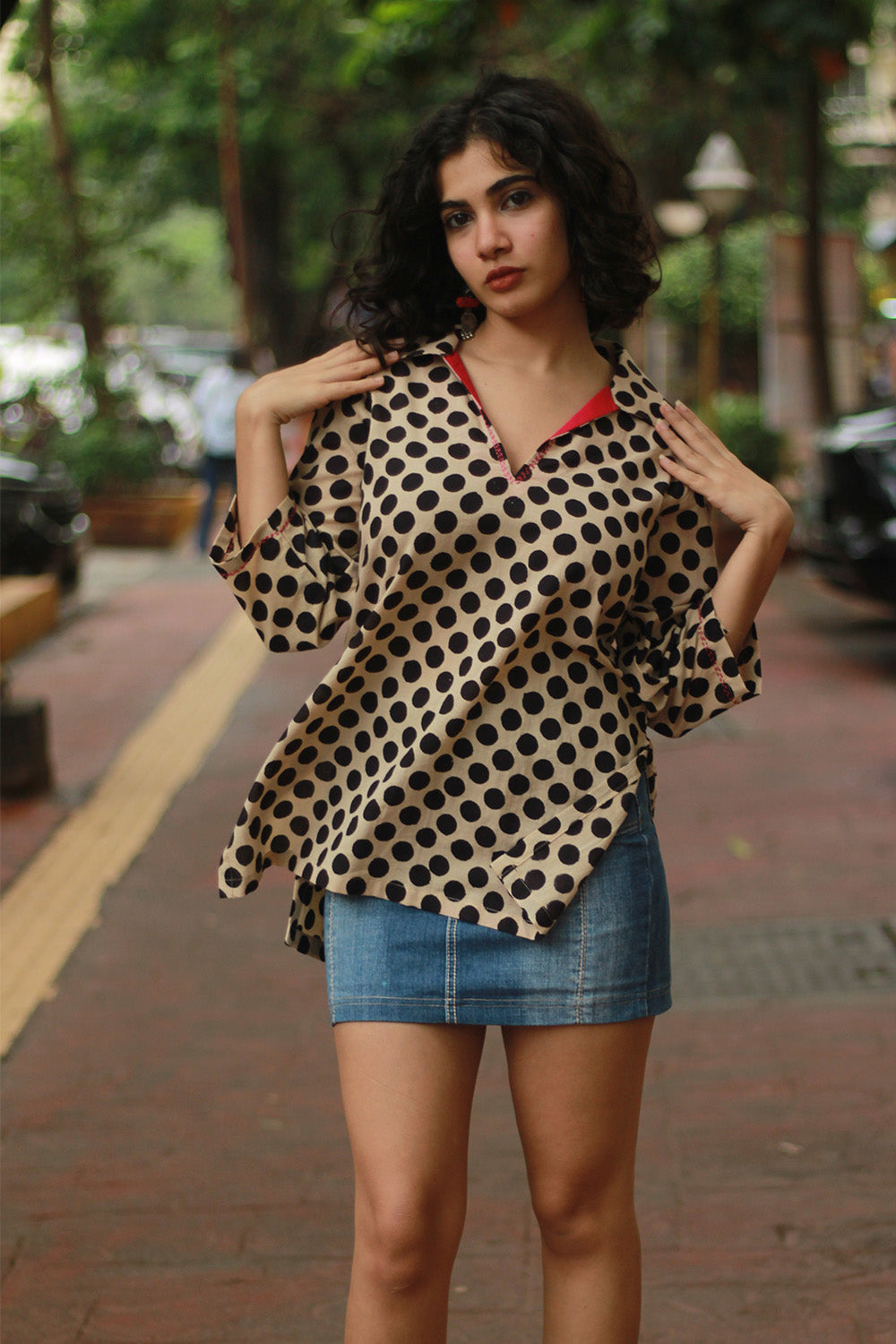 Anjali | Cotton Kurti | Noir Polka