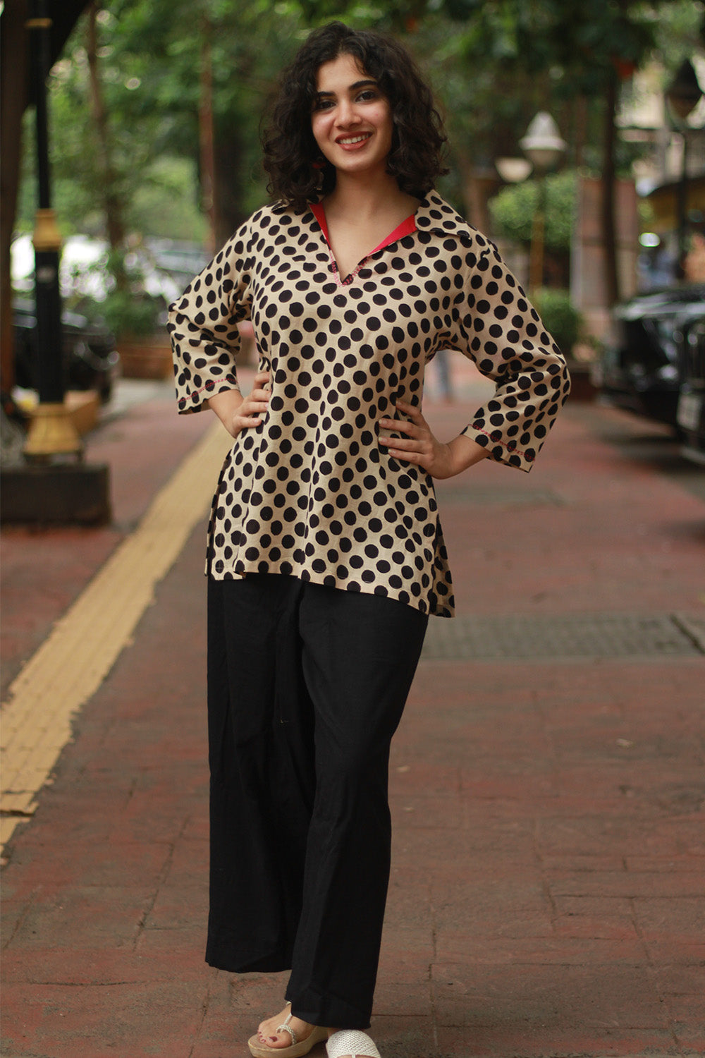 Anjali | Cotton Kurti | Noir Polka
