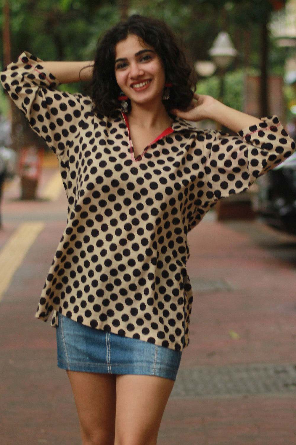 Anjali | Cotton Kurti | Noir Polka