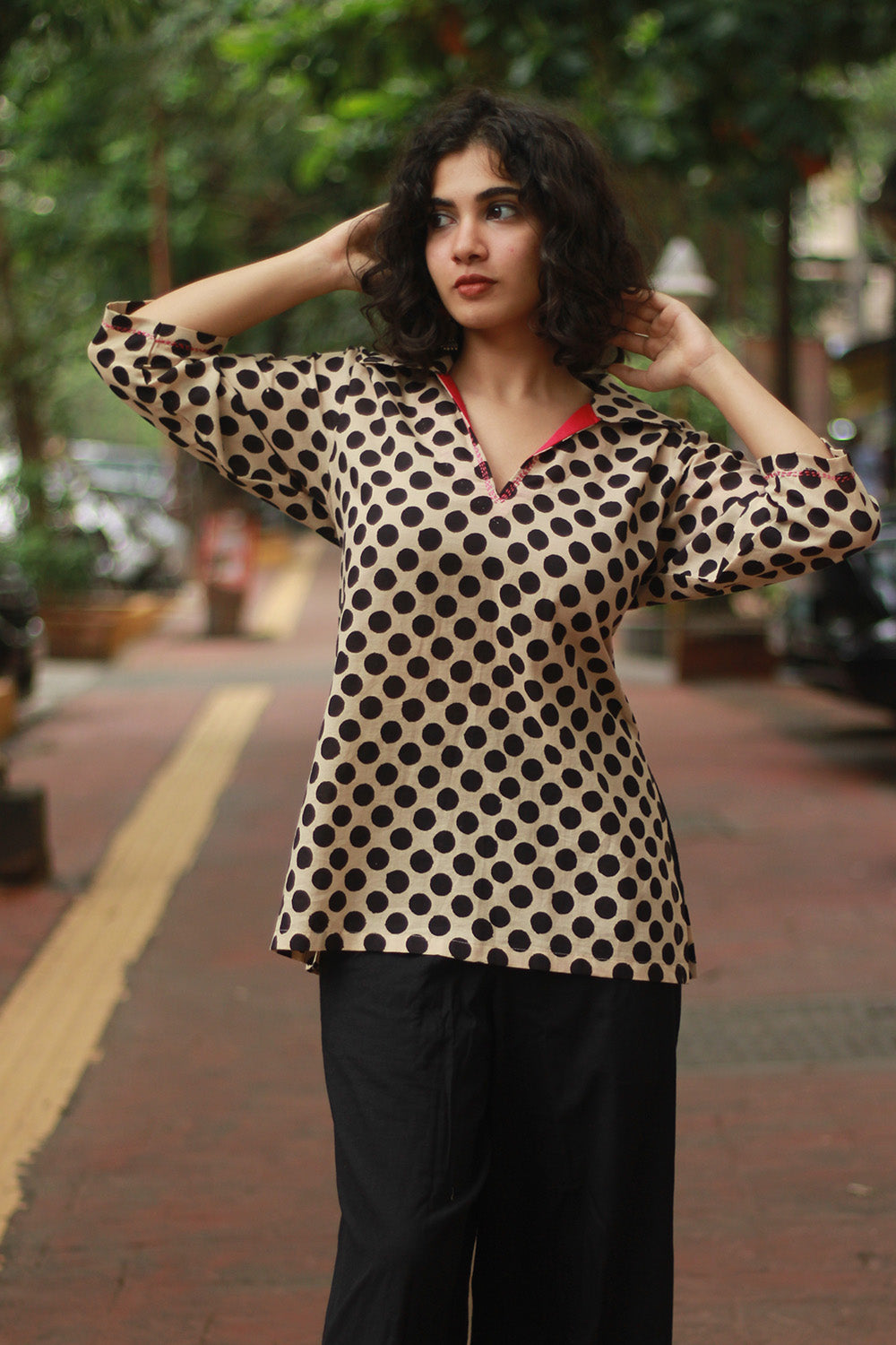 Anjali | Cotton Kurti | Noir Polka
