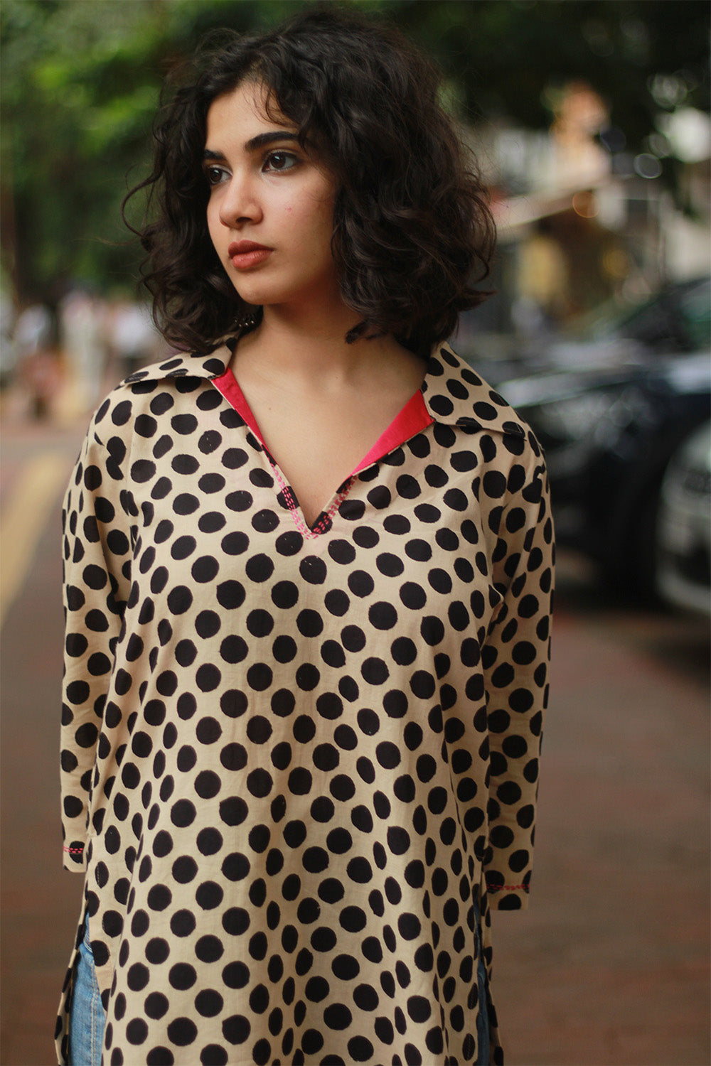 Anjali | Cotton Kurti | Noir Polka