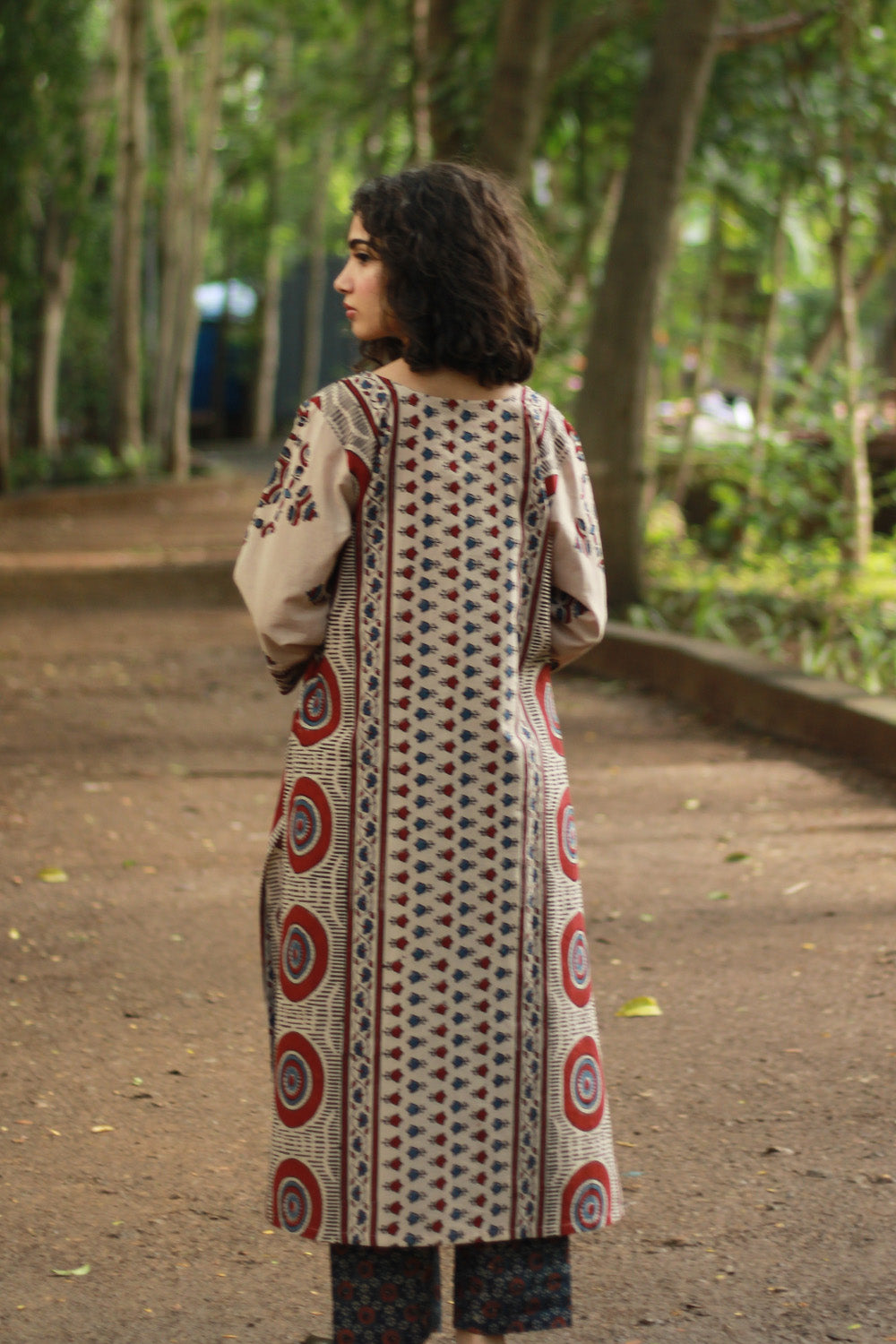Abhira | Long Kurta | Beige Ajrakh