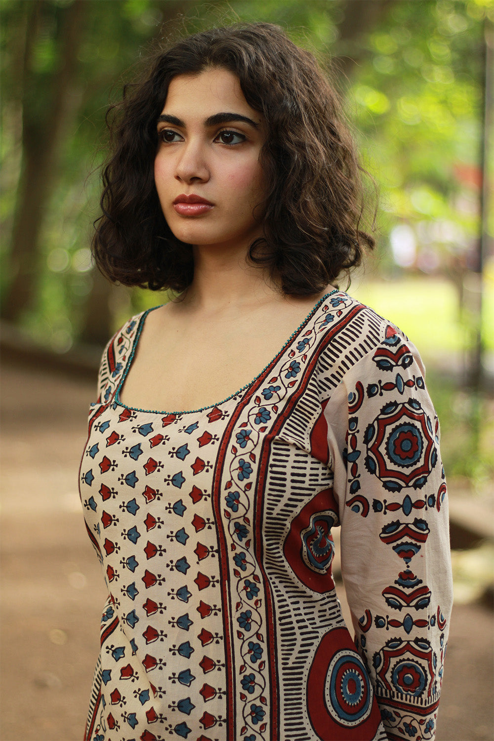 Abhira | Long Kurta | Beige Ajrakh