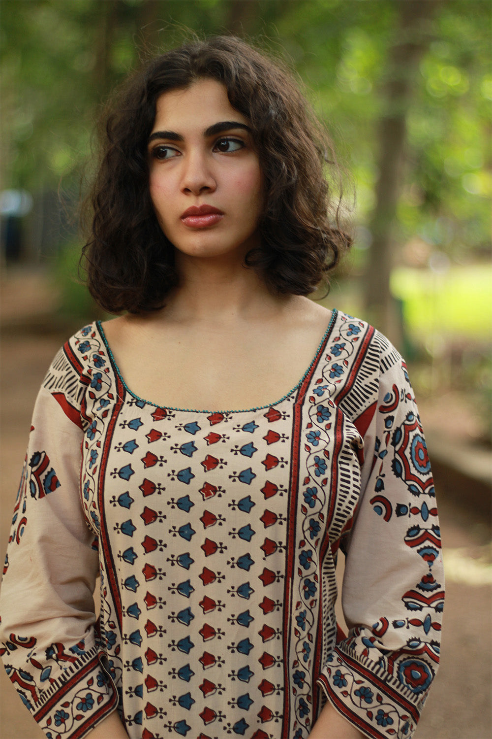 Abhira | Long Kurta | Beige Ajrakh