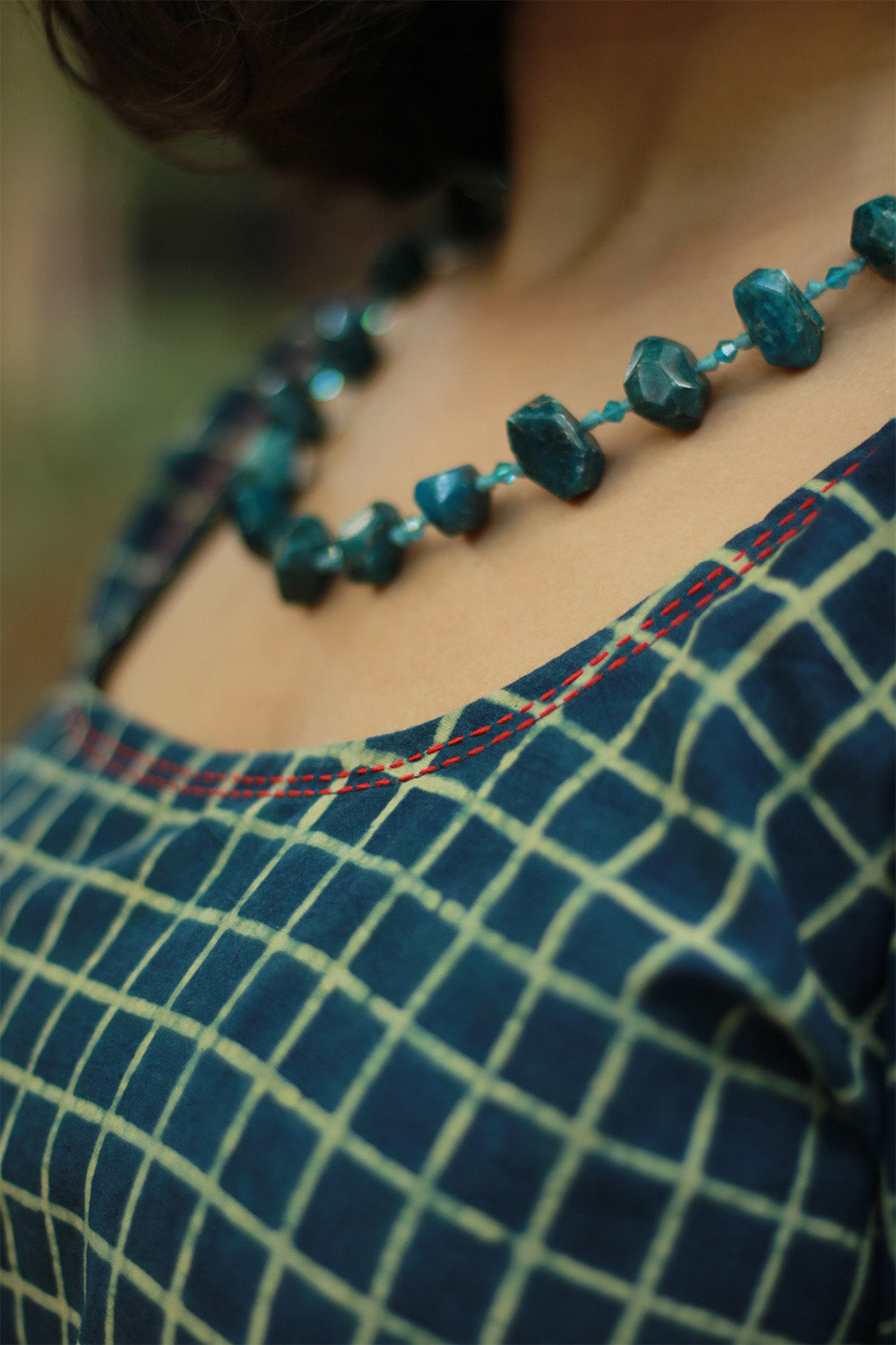 Abhira | Long Kurta | Sea Green Ajrakh